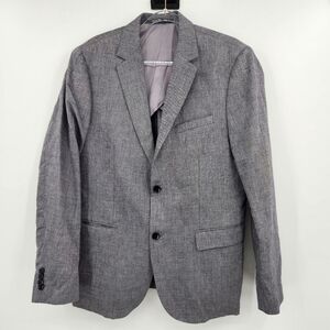 H&M Mens Slim Fit 2 Button Blazer Jacket Size 44R Gray